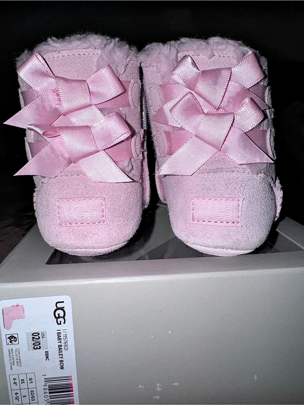 UGG Baby Bailey Bow Baby Pink Bow Boots US 2/3 NWT
